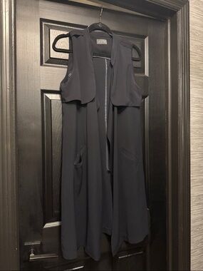 ASTR Navy Sleeveless Draped Long Vest